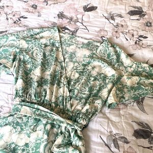 Floral green wrap dress